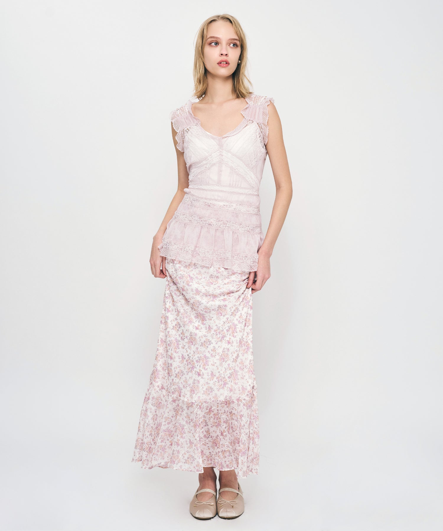 フルールラメシフォンスカート