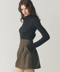 シルクブレンドハイネックリブニット