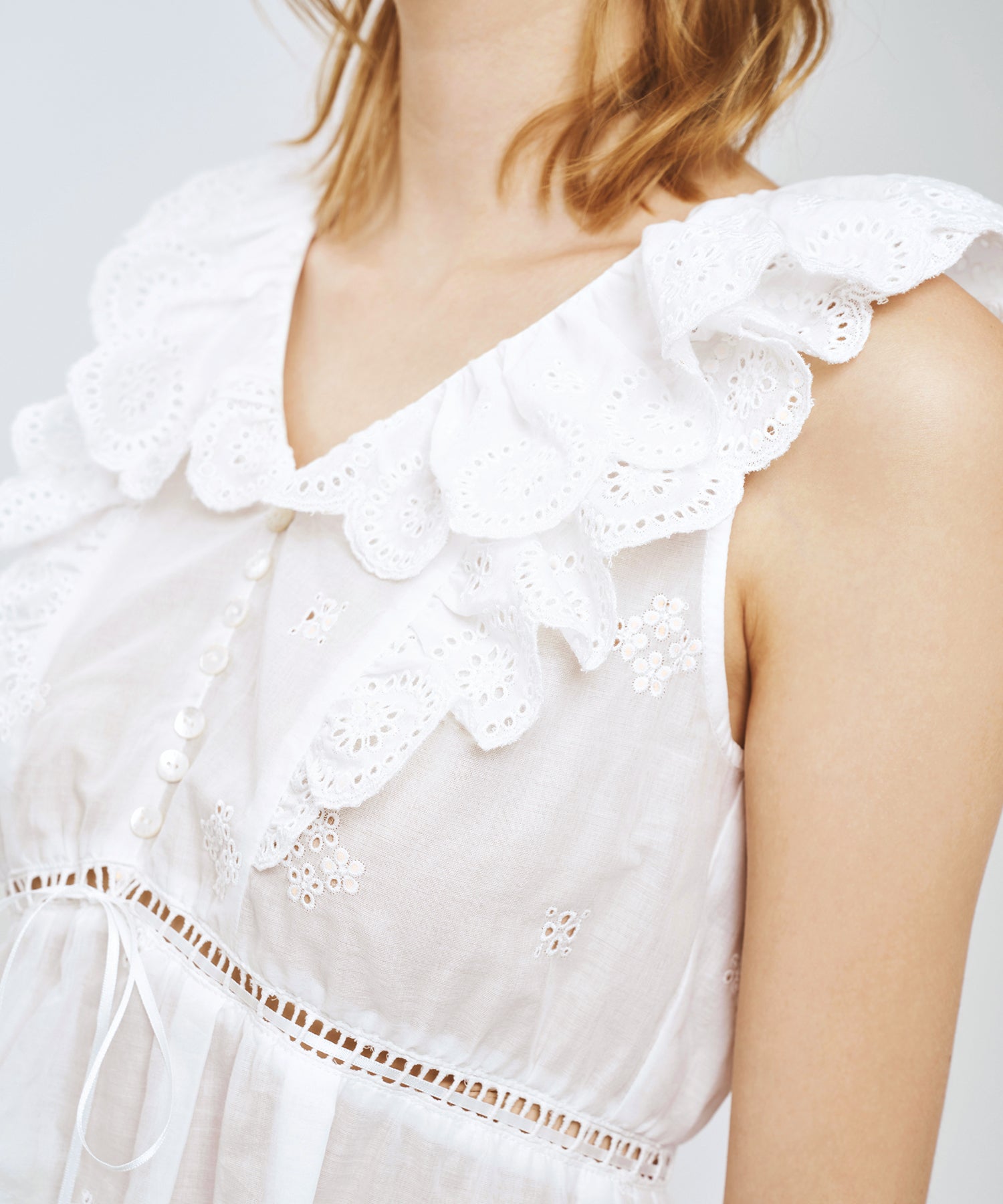 コットンボイルフラワーブラウス