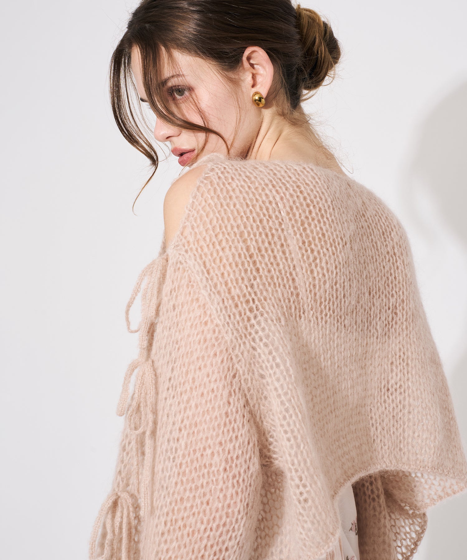 【予約】2WAYキッドモヘヤリボンスリーブニット