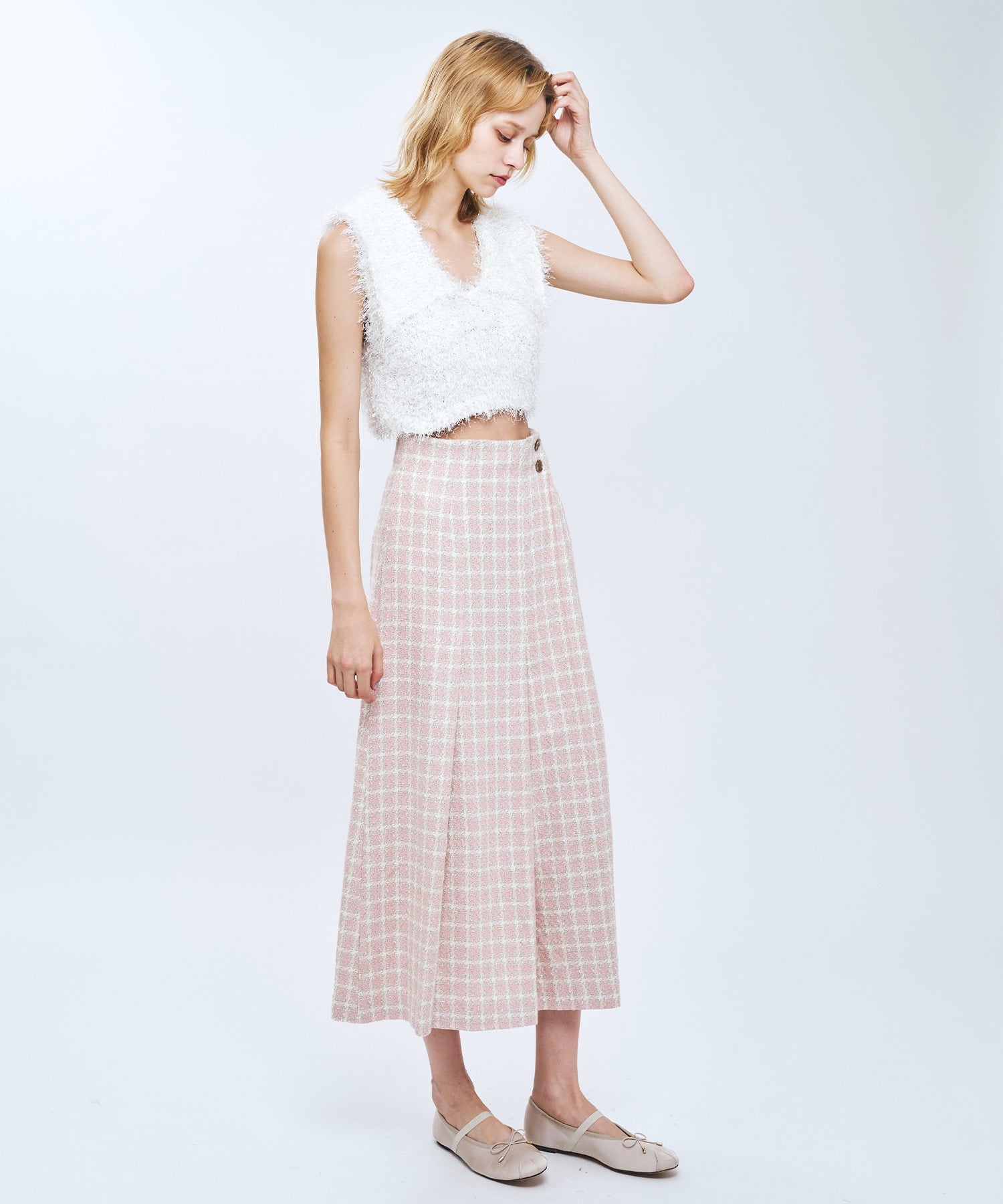 リボンシャギーカラーニット