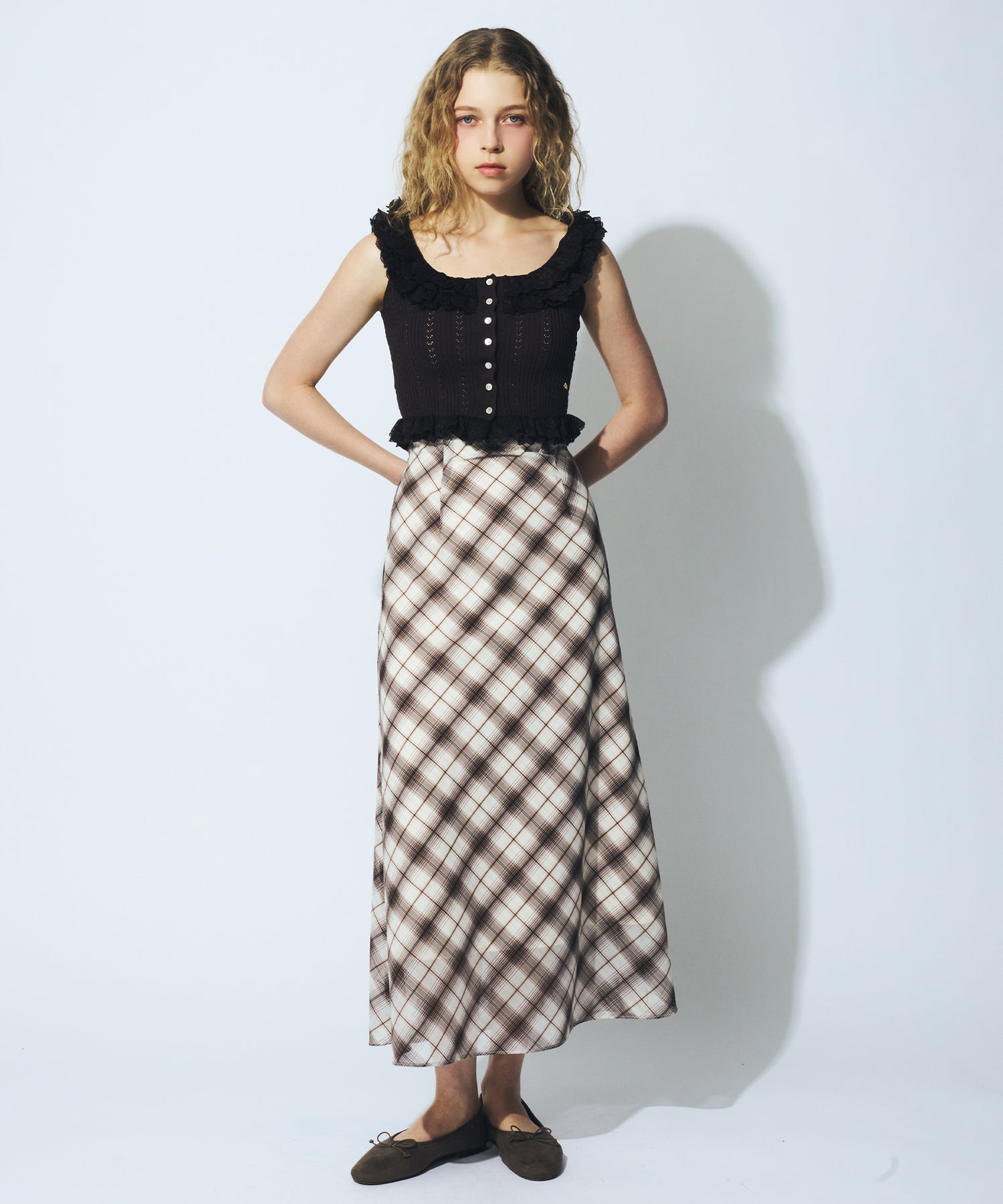 【予約】シアーチェックバイヤススカート
