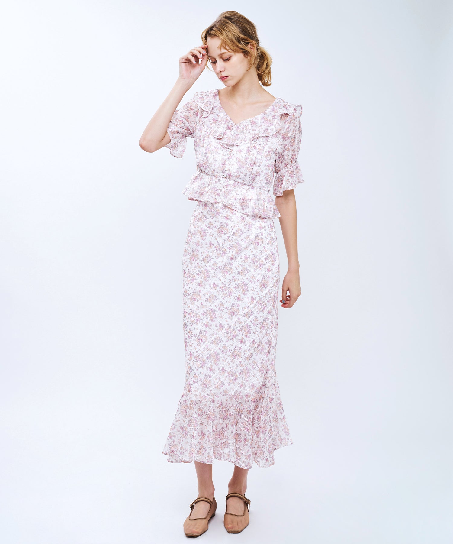 フルールラメシフォンスカート