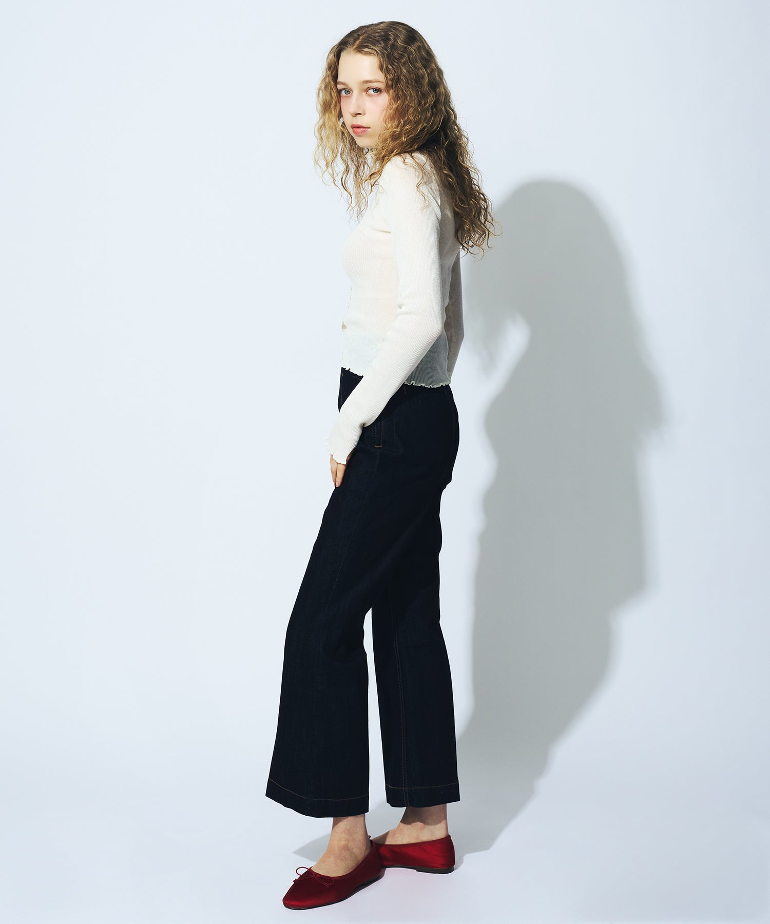 シアーリブニットカーディガン