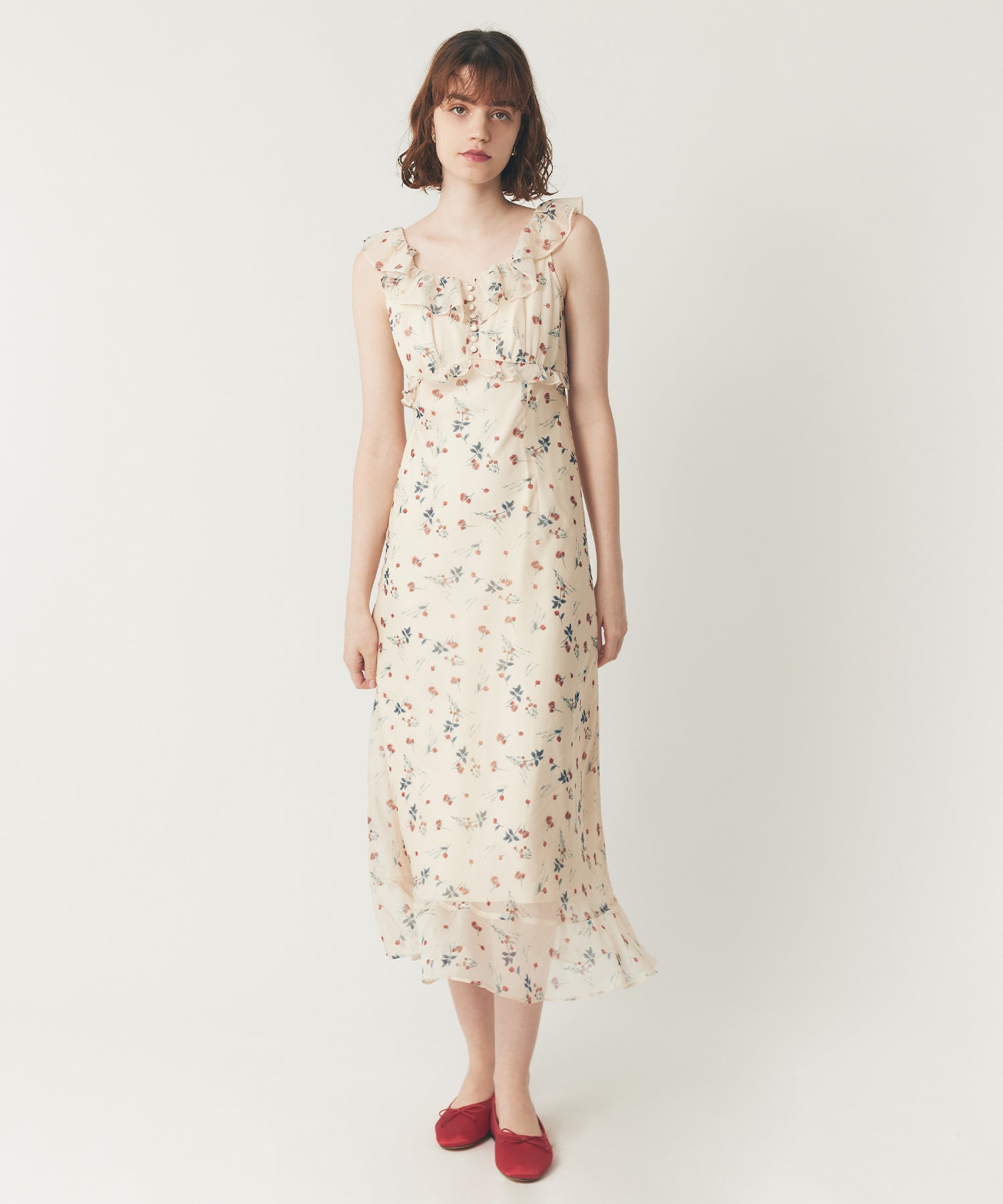 シアーシフォンフラワーワンピース