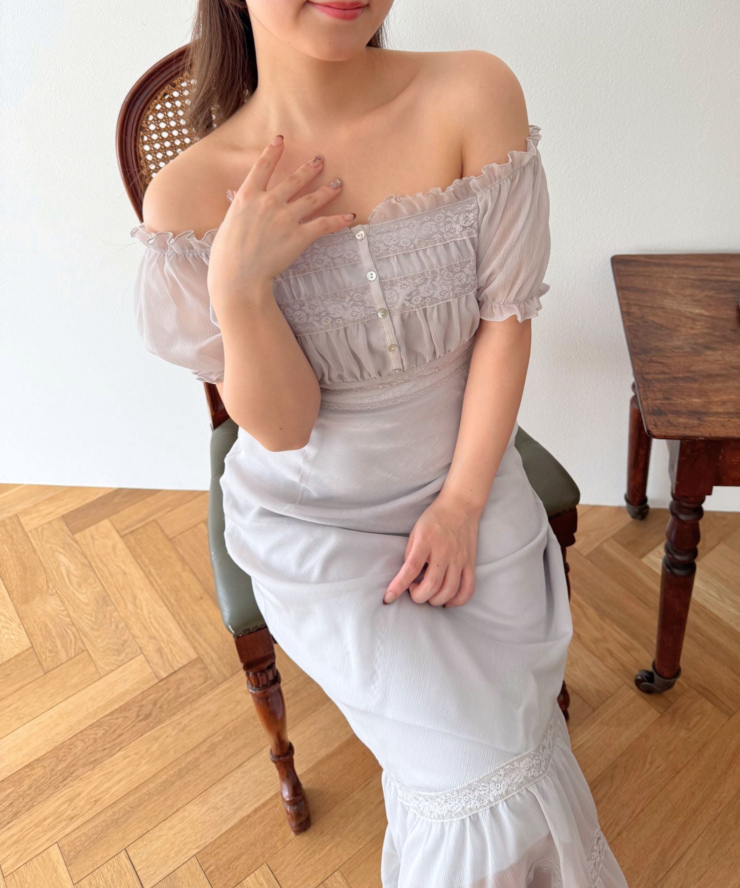 2wayオフショルシフォンドレス