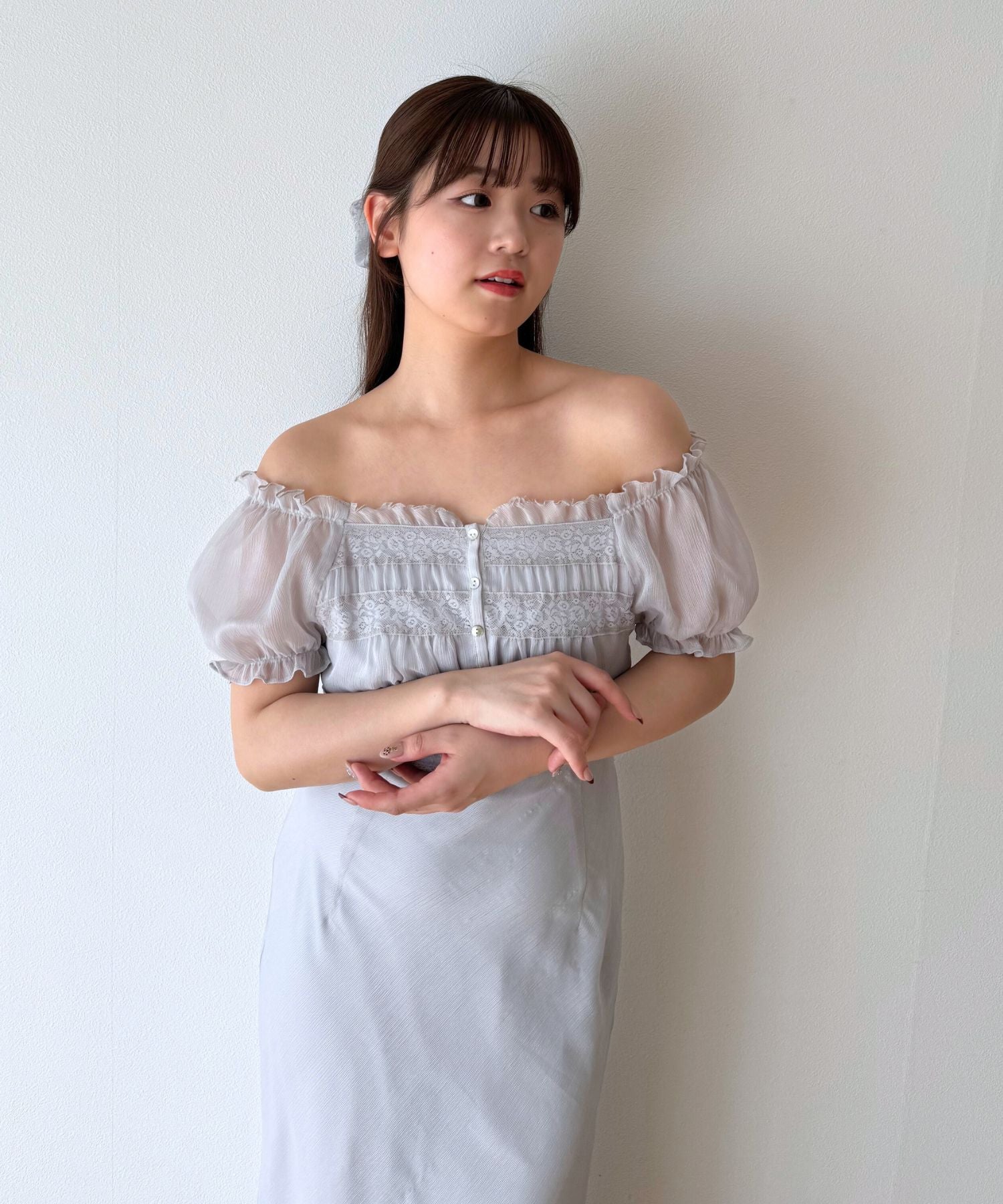 2wayオフショルシフォンドレス