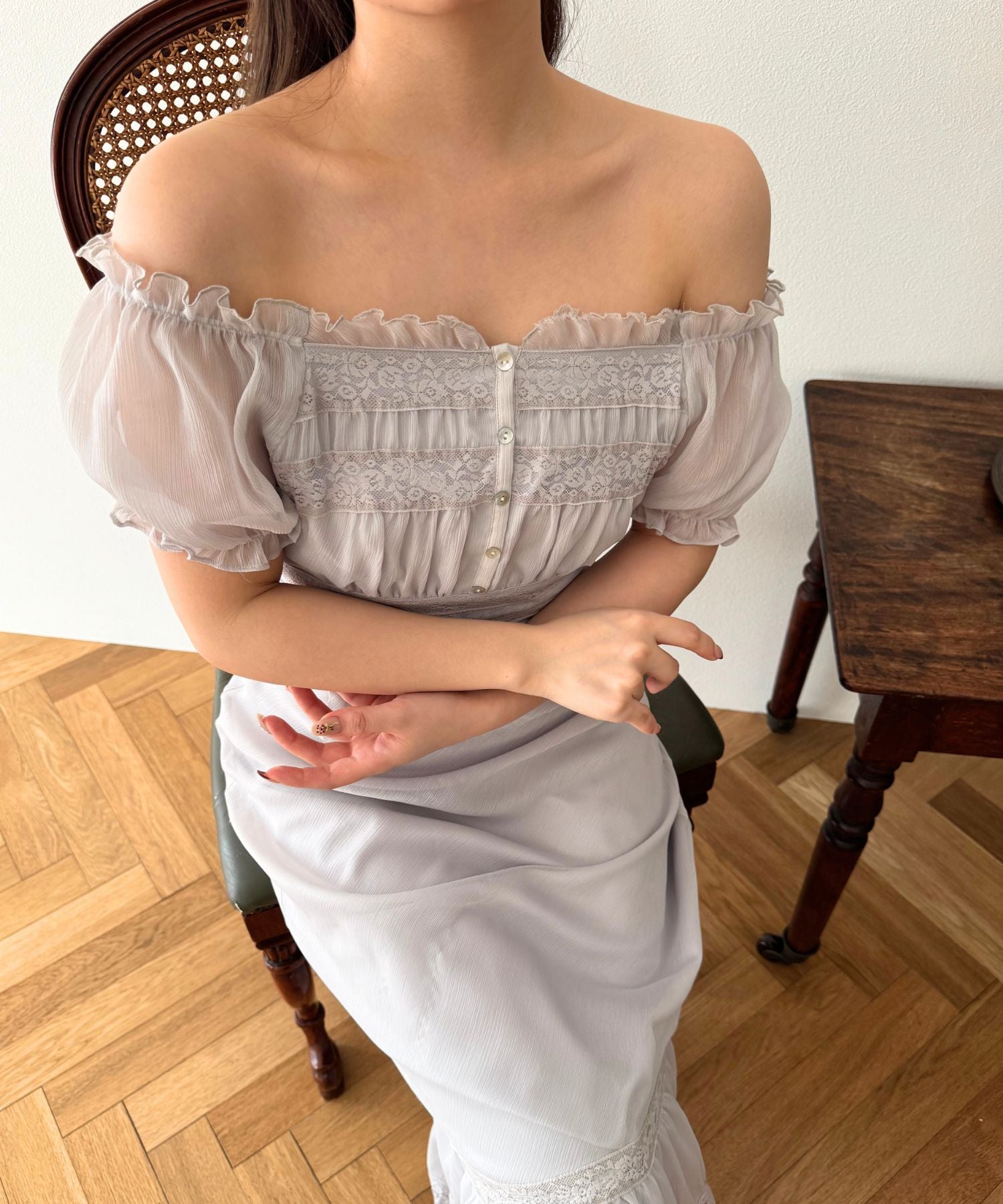 2wayオフショルシフォンドレス