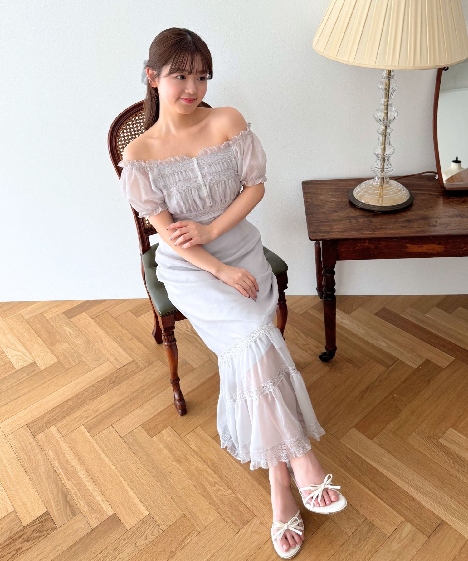 2wayオフショルシフォンドレス