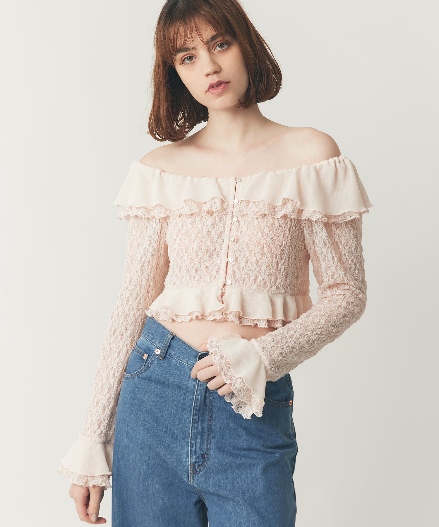 2wayストレッチレースブラウス