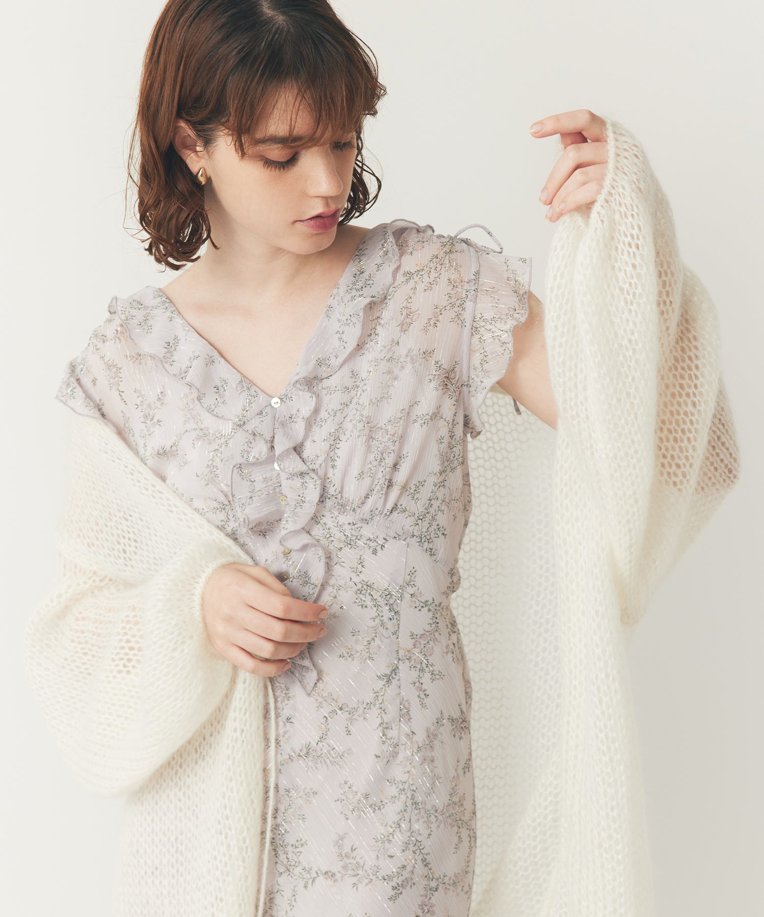 2wayキッドモヘヤシアーニット