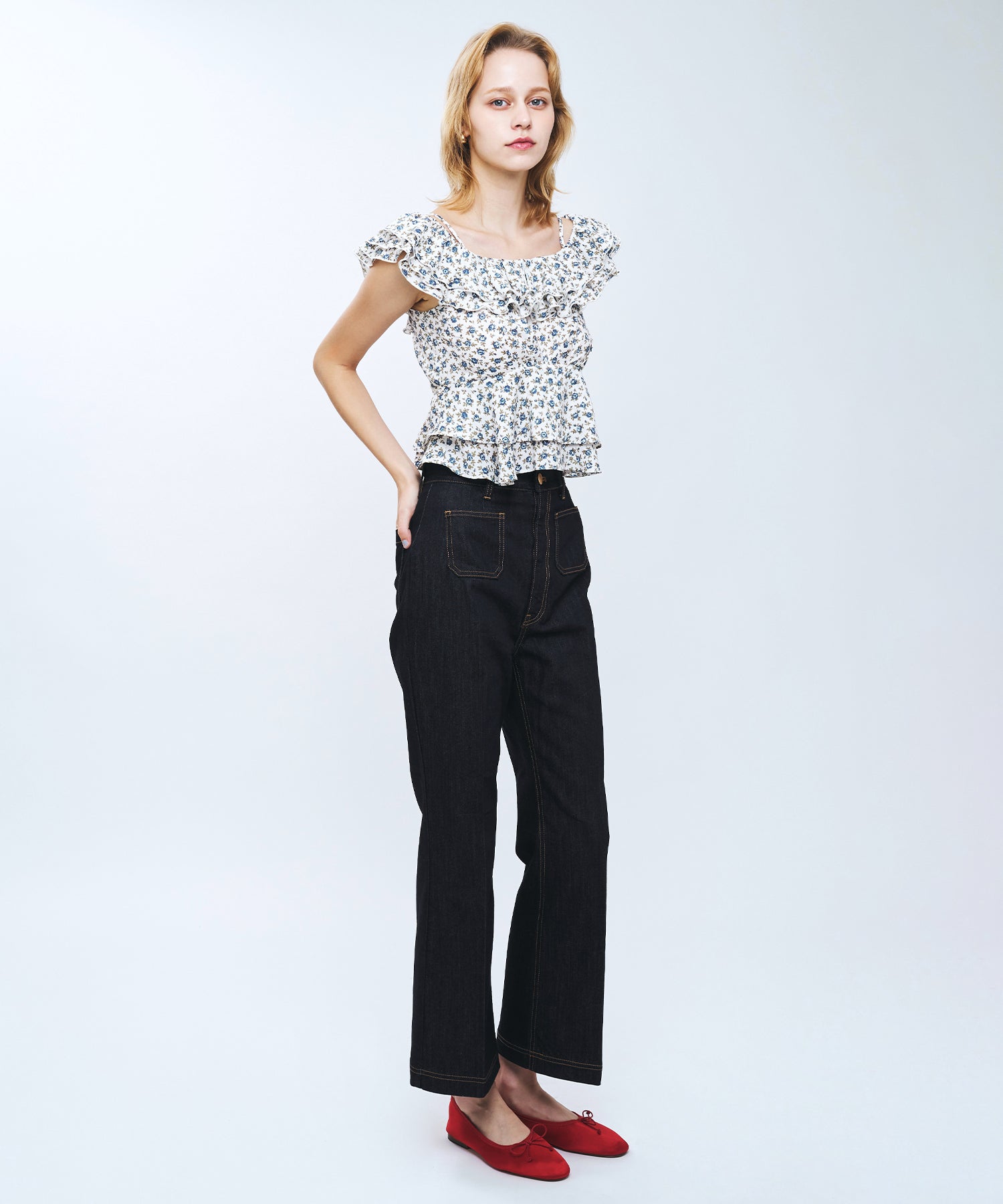 ローズフリル2wayオフショルブラウス