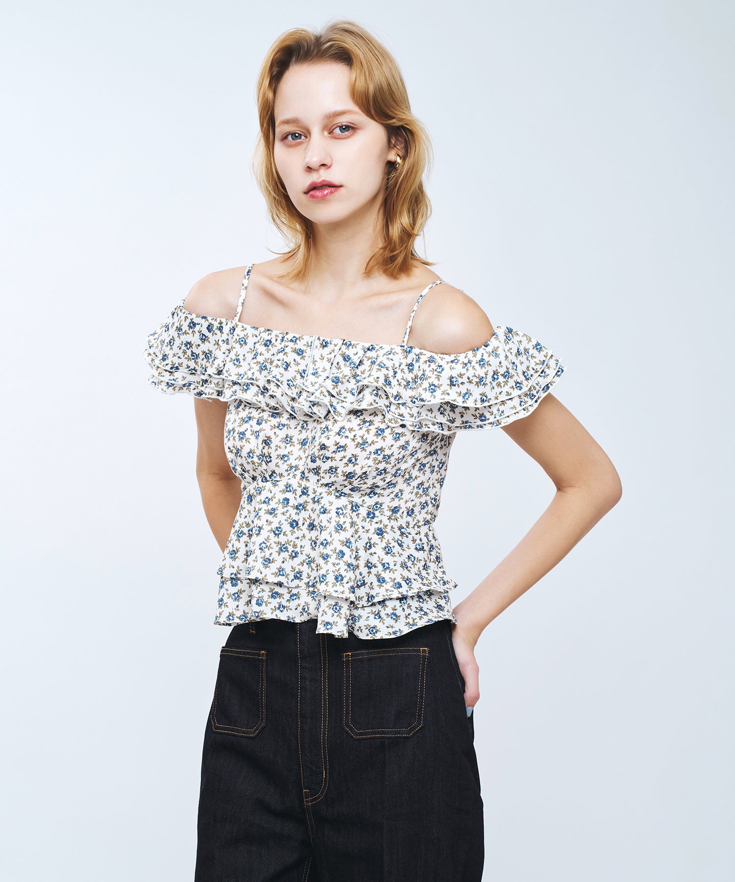 ローズフリル2wayオフショルブラウス