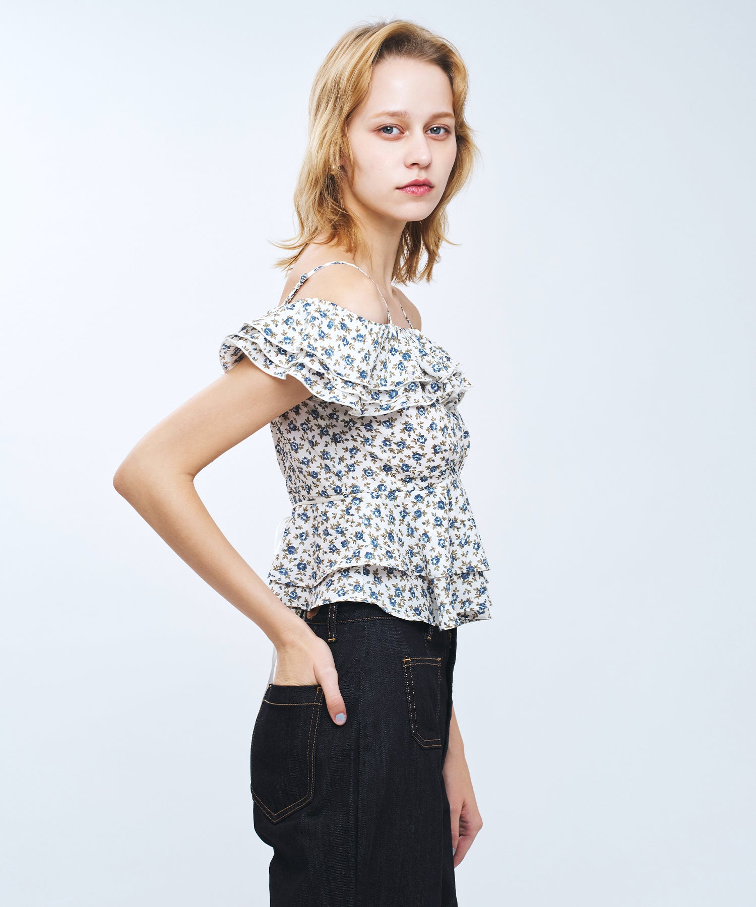 【予約】ローズフリル2wayオフショルブラウス