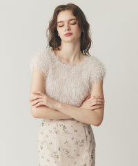 ラメシャギーショートニット