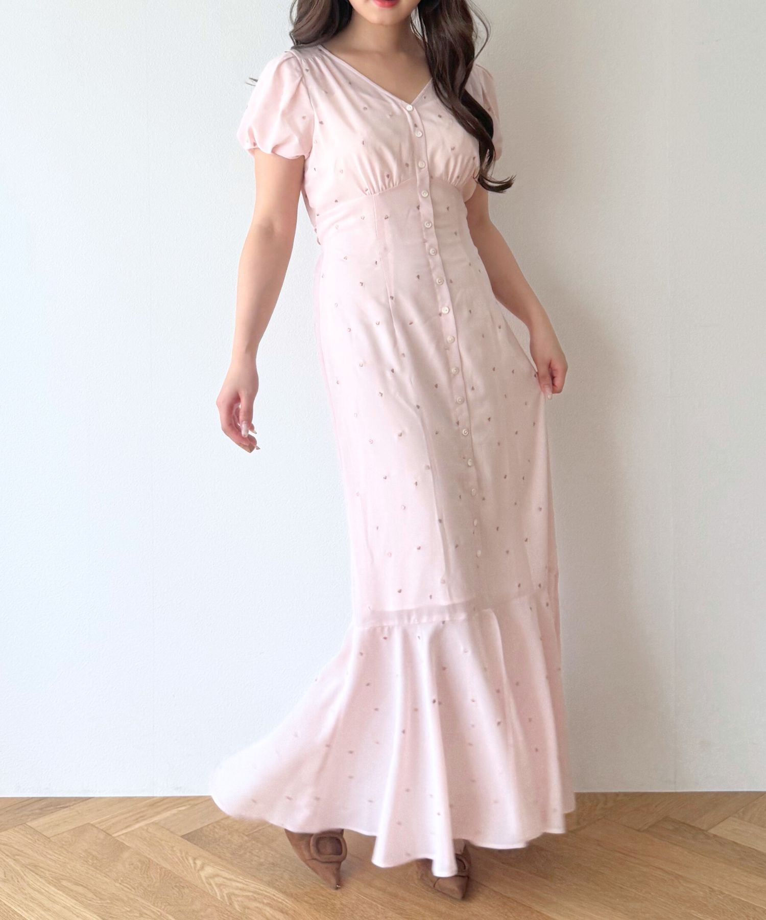 シフォンハート刺繍ワンピース