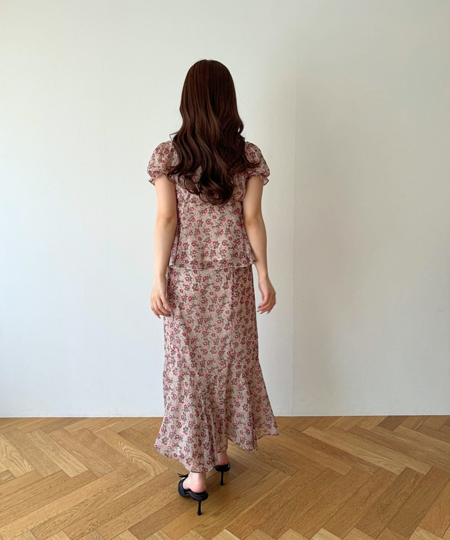 ヴィンテージローズシフォンスカート