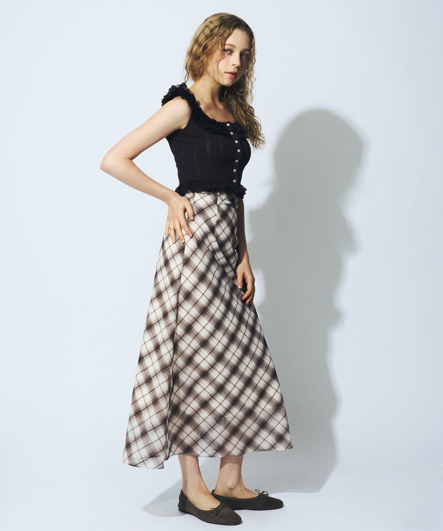 【予約】シアーチェックバイヤススカート