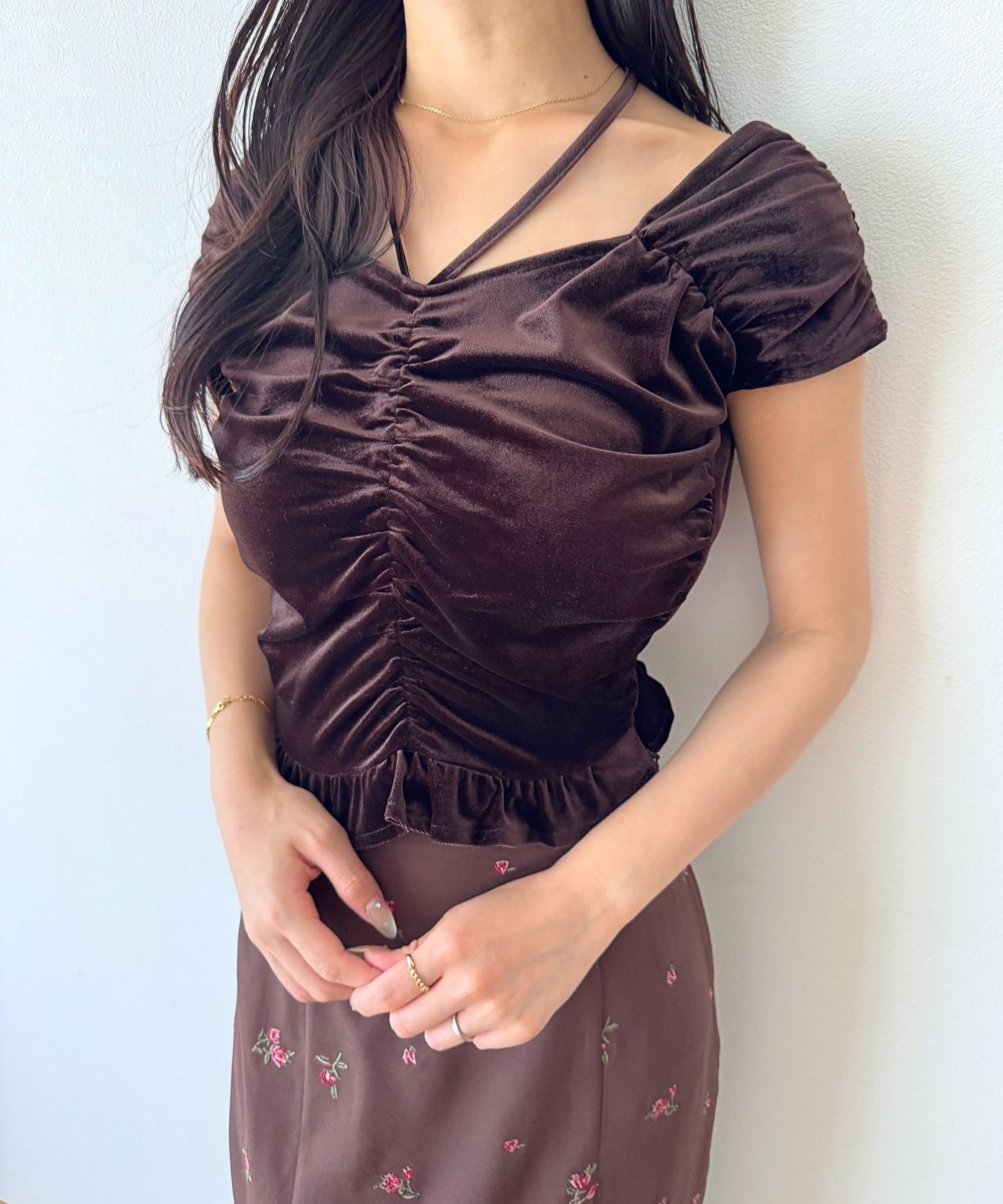 ベロアギャザートップス