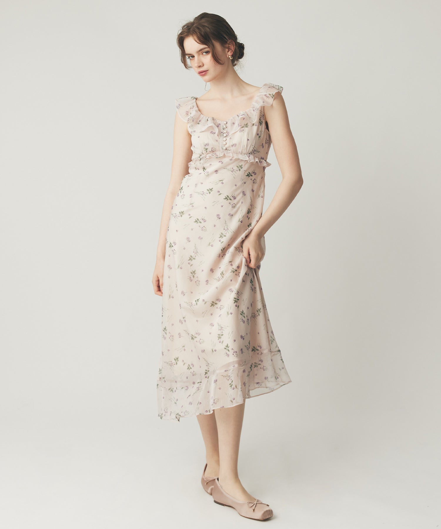 シアーシフォンフラワーワンピース