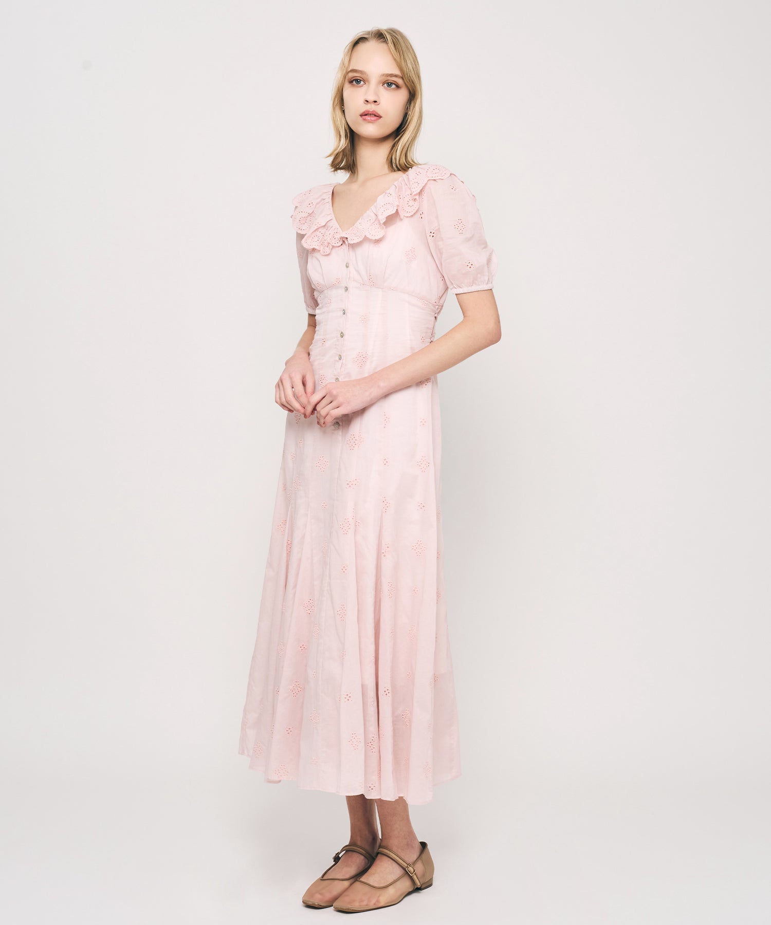 コットンボイルフラワーワンピース