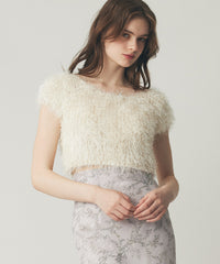 ラメシャギーショートニット