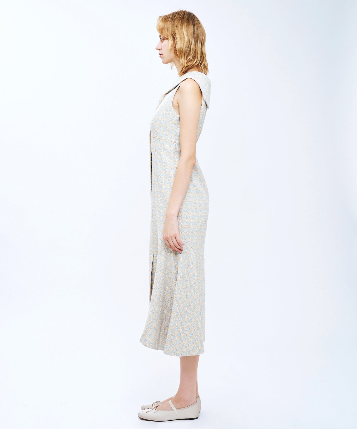 ドビーチェックセーラーカラーワンピース