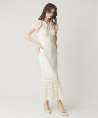 シフォンレースカラーワンピース