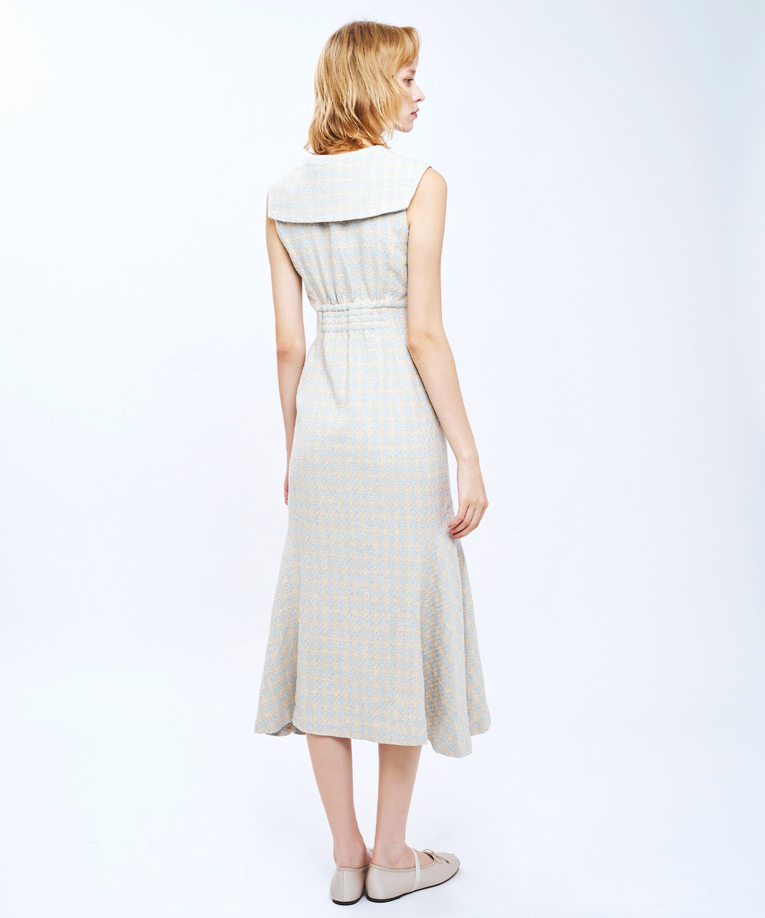 ドビーチェックセーラーカラーワンピース