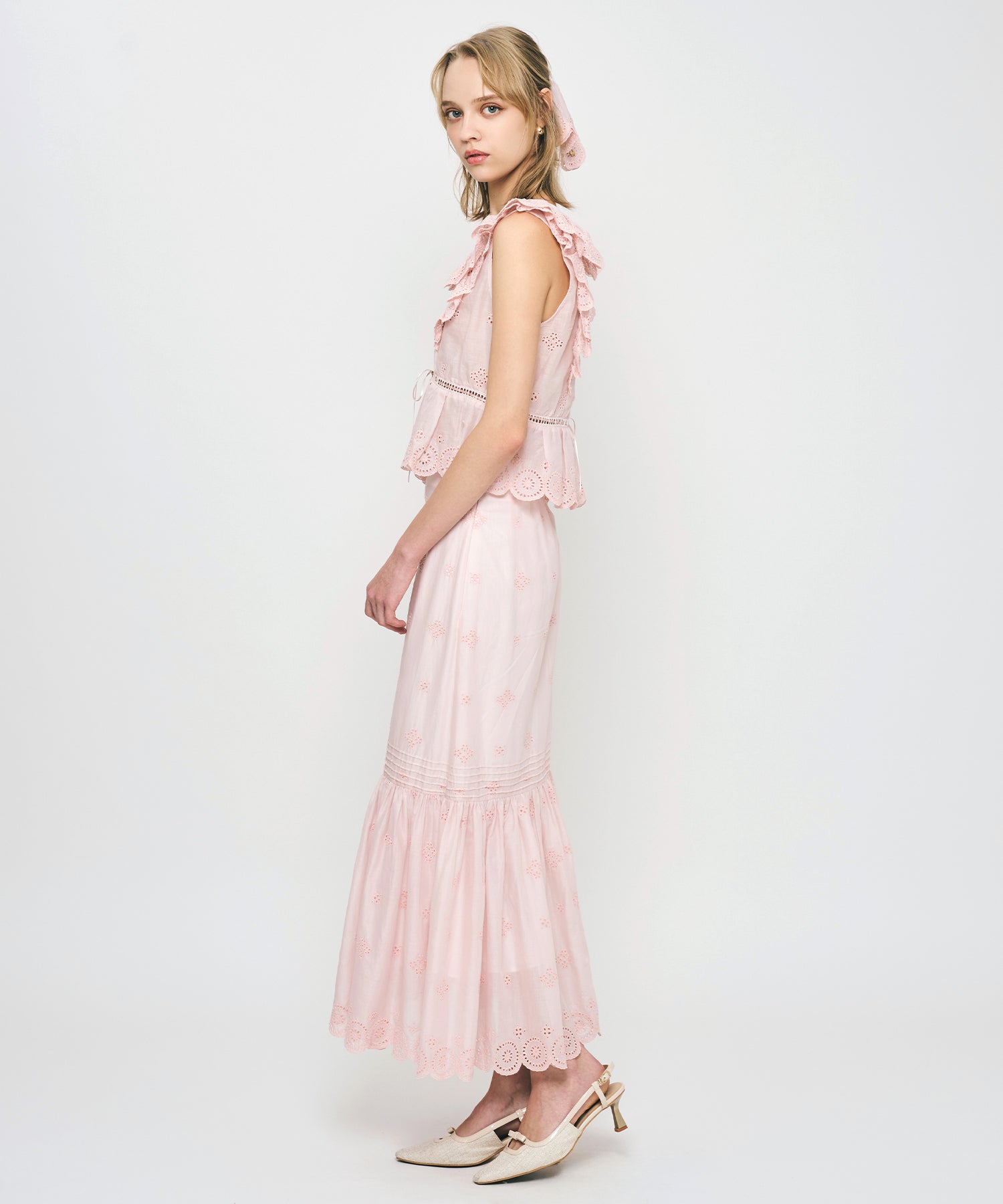 コットンボイルフラワーブラウス