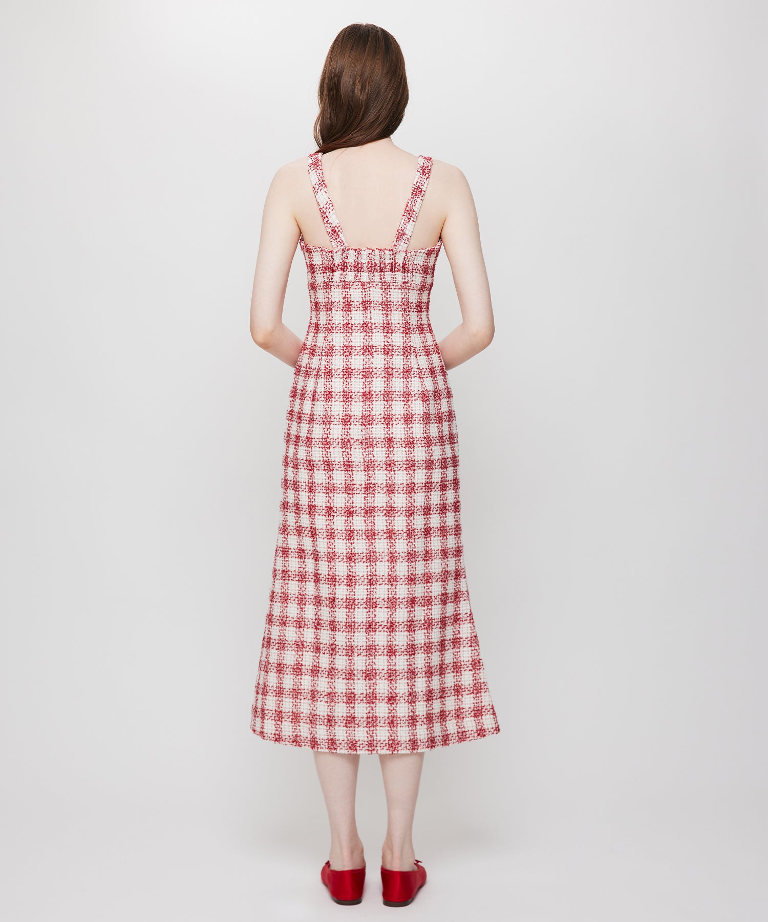 ループチェックサロペワンピース