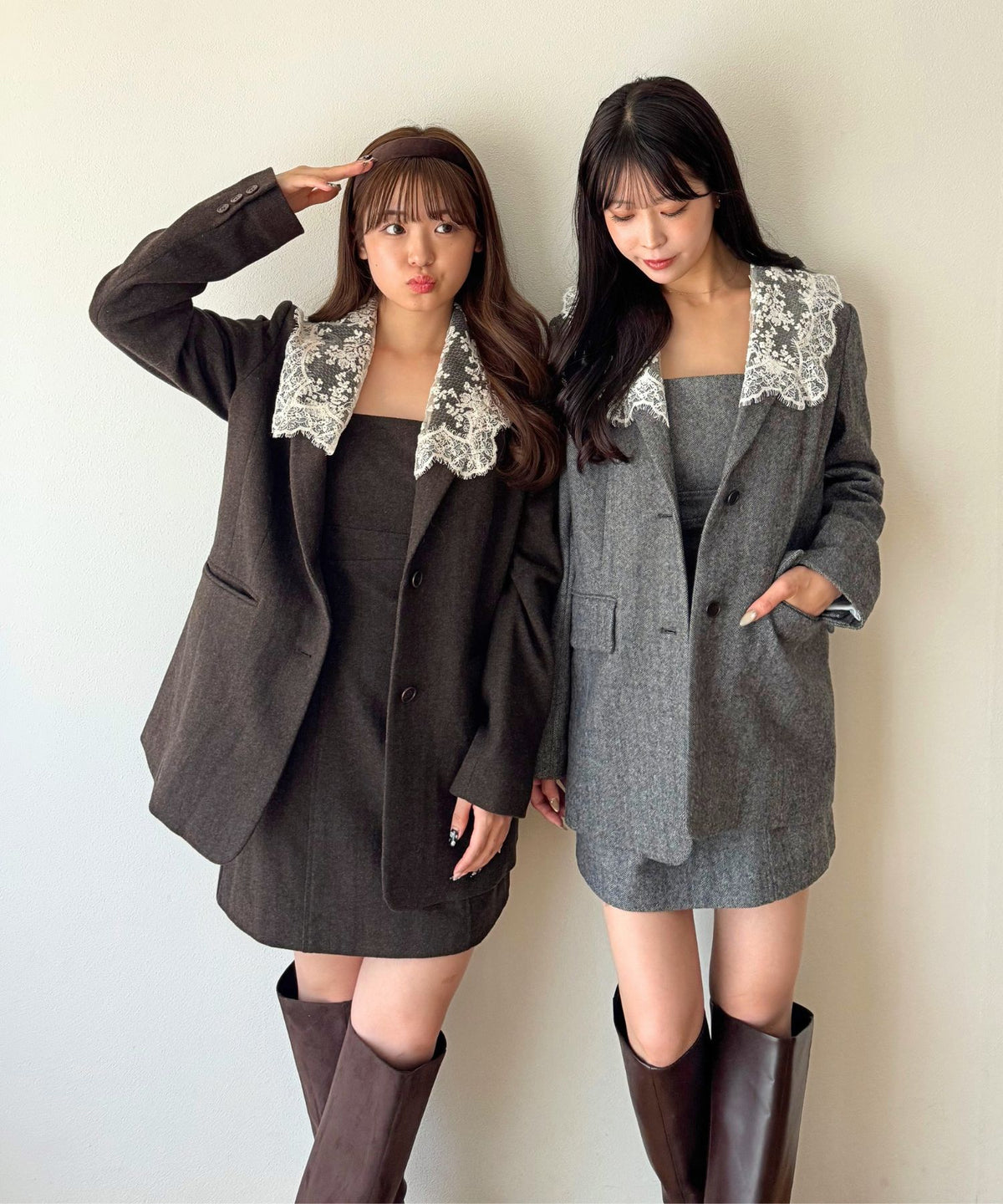 ウールヘリンボーンミニワンピース