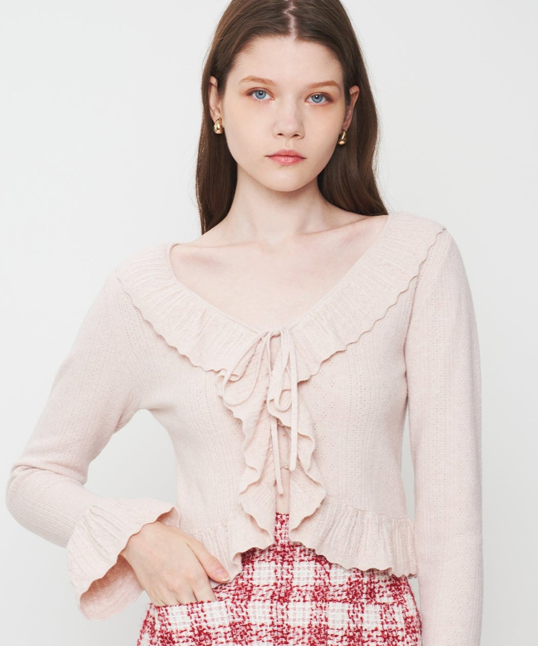 アイレットフリルニットカーディガン