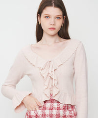 アイレットフリルニットカーディガン