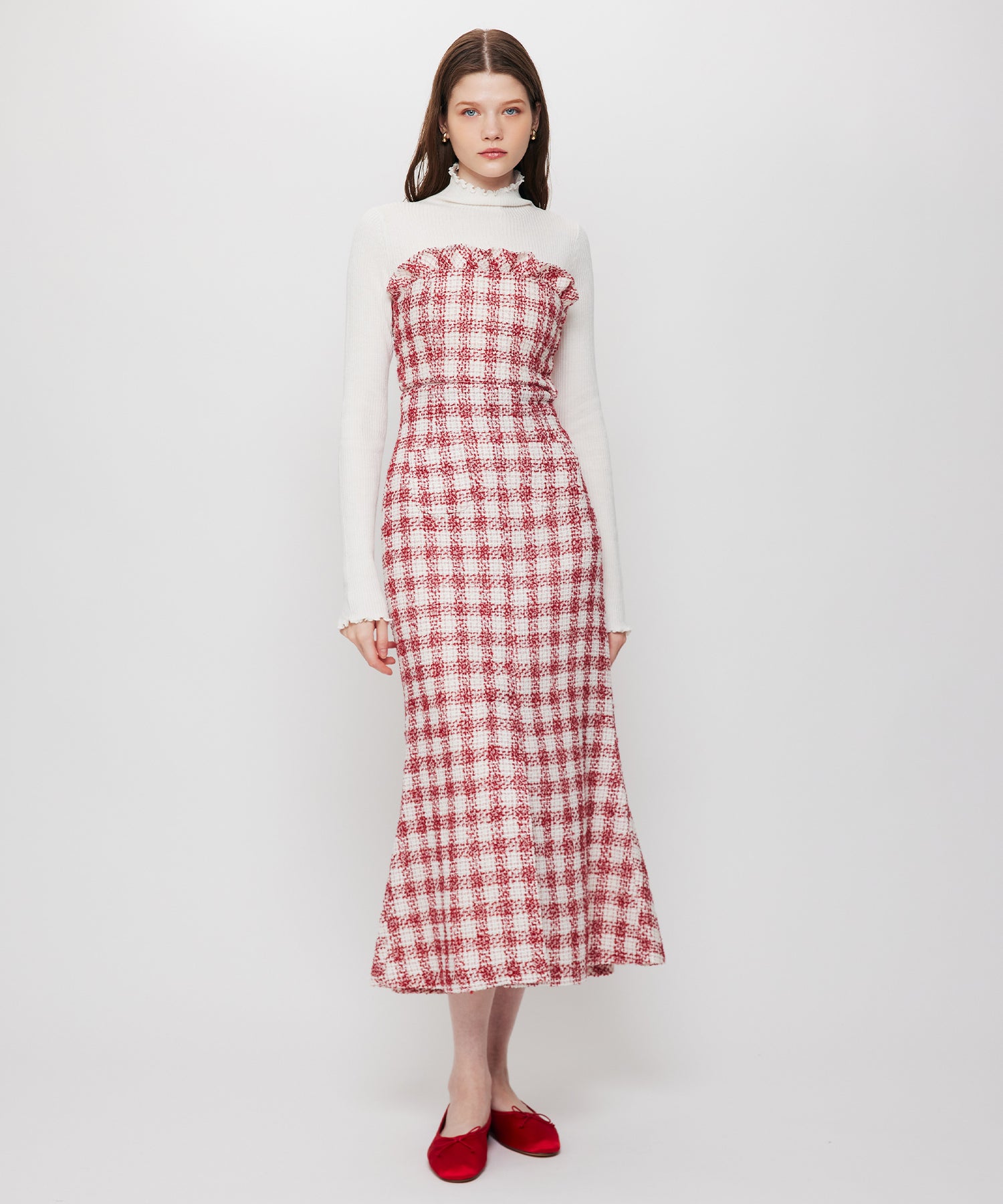 ループチェックマーメイドスカート