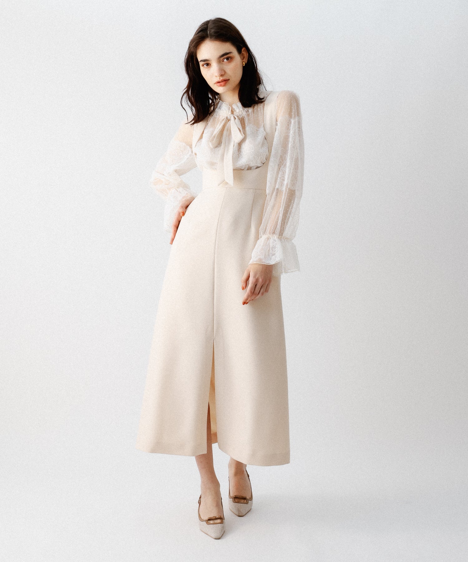 Strap Lame Long Skirt