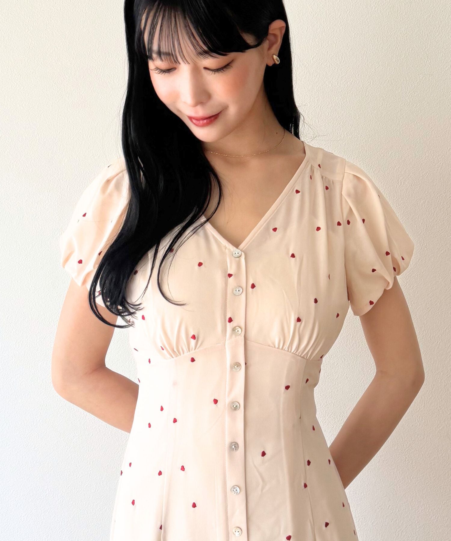 シフォンハート刺繍ワンピース