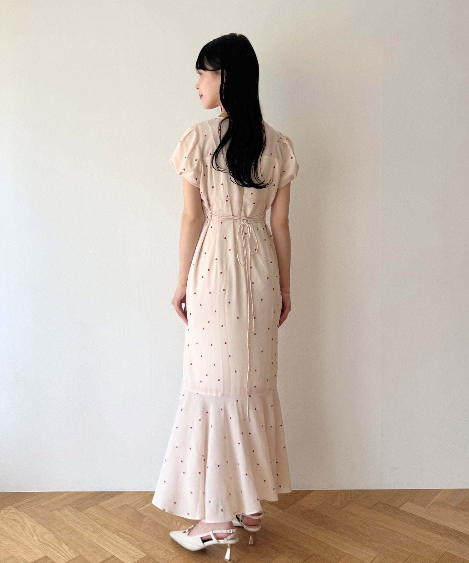 シフォンハート刺繍ワンピース