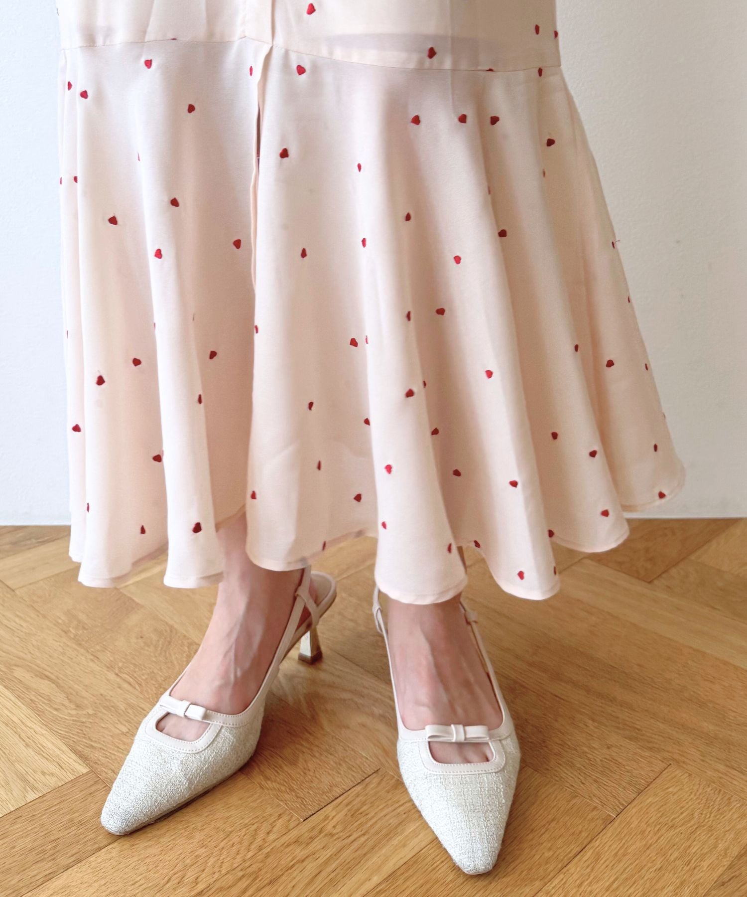 シフォンハート刺繍ワンピース