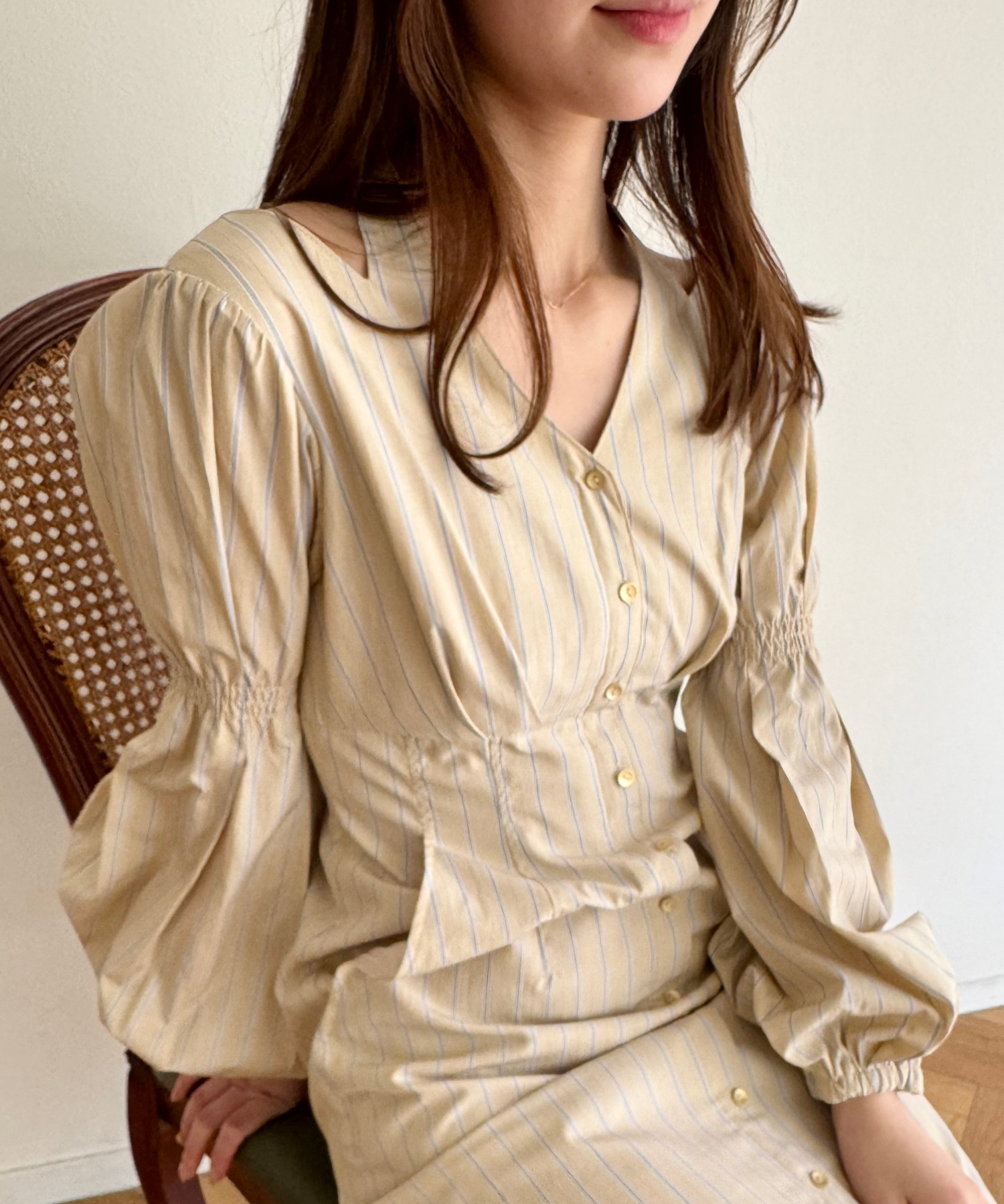 鏤空條紋女士連身裙