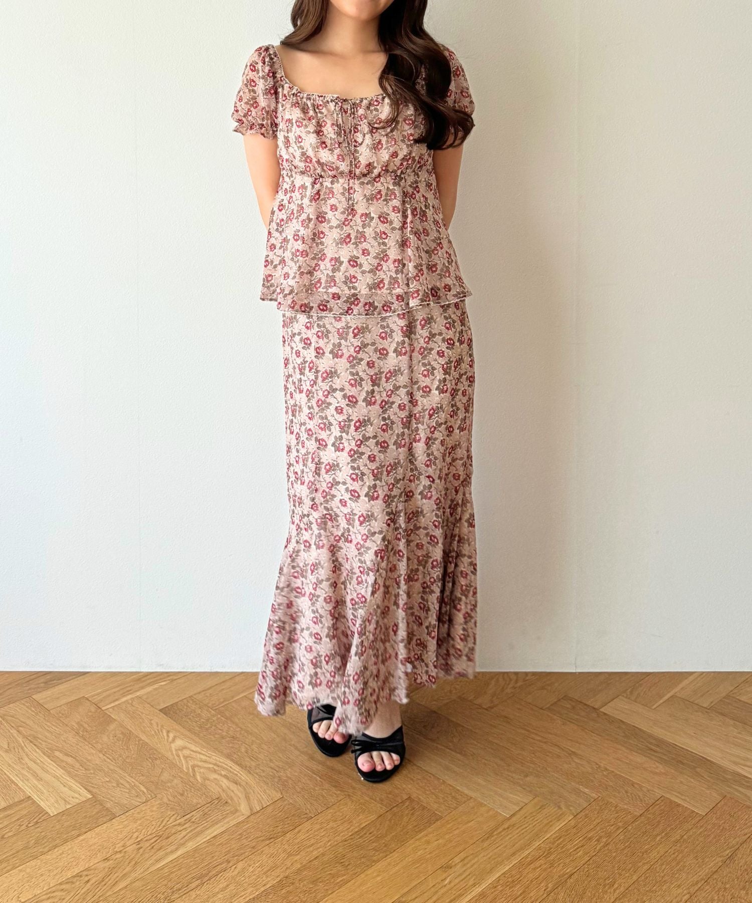 ヴィンテージローズシフォンスカート
