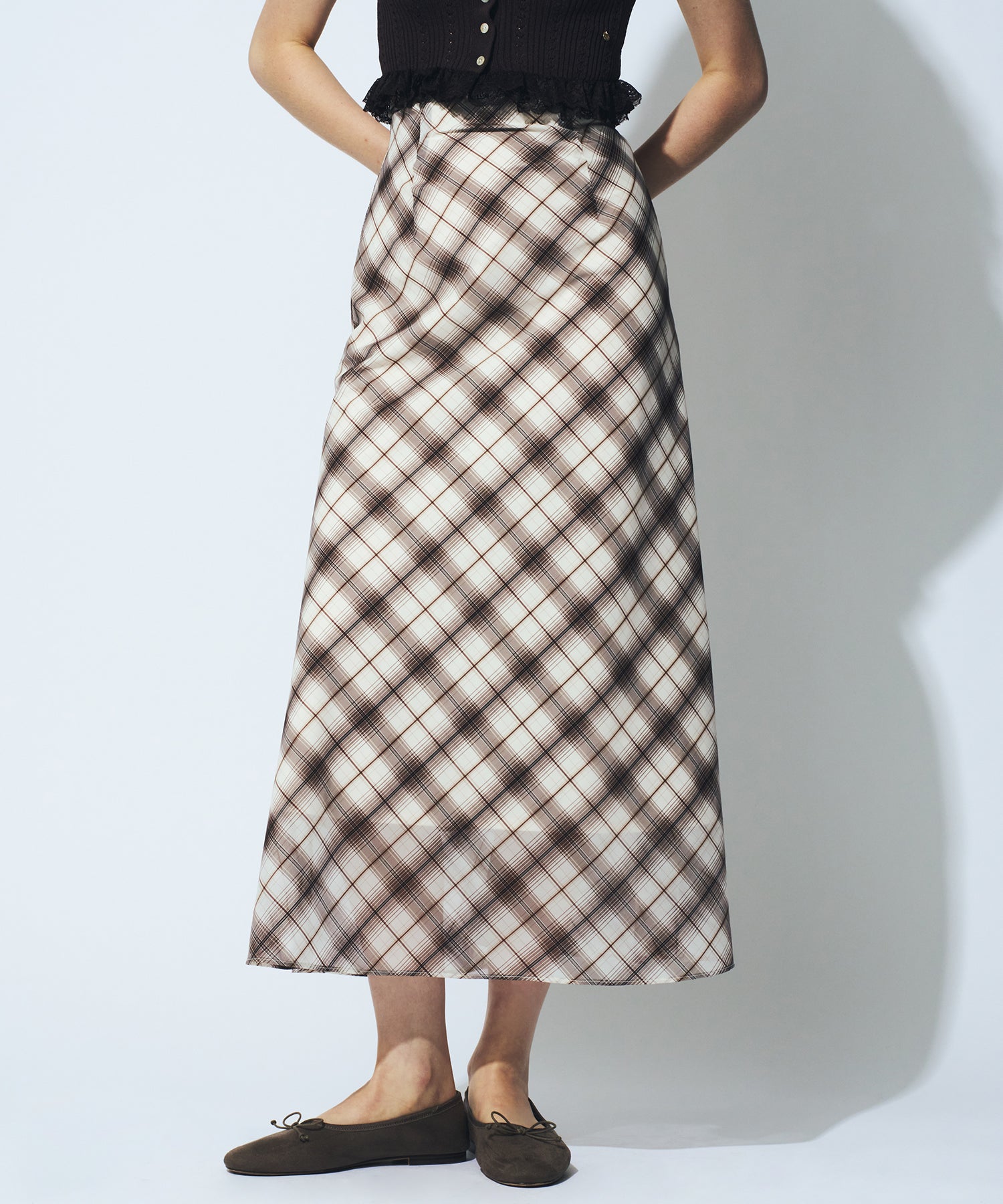 【予約】シアーチェックバイヤススカート