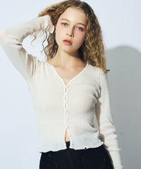 シアーリブニットカーディガン