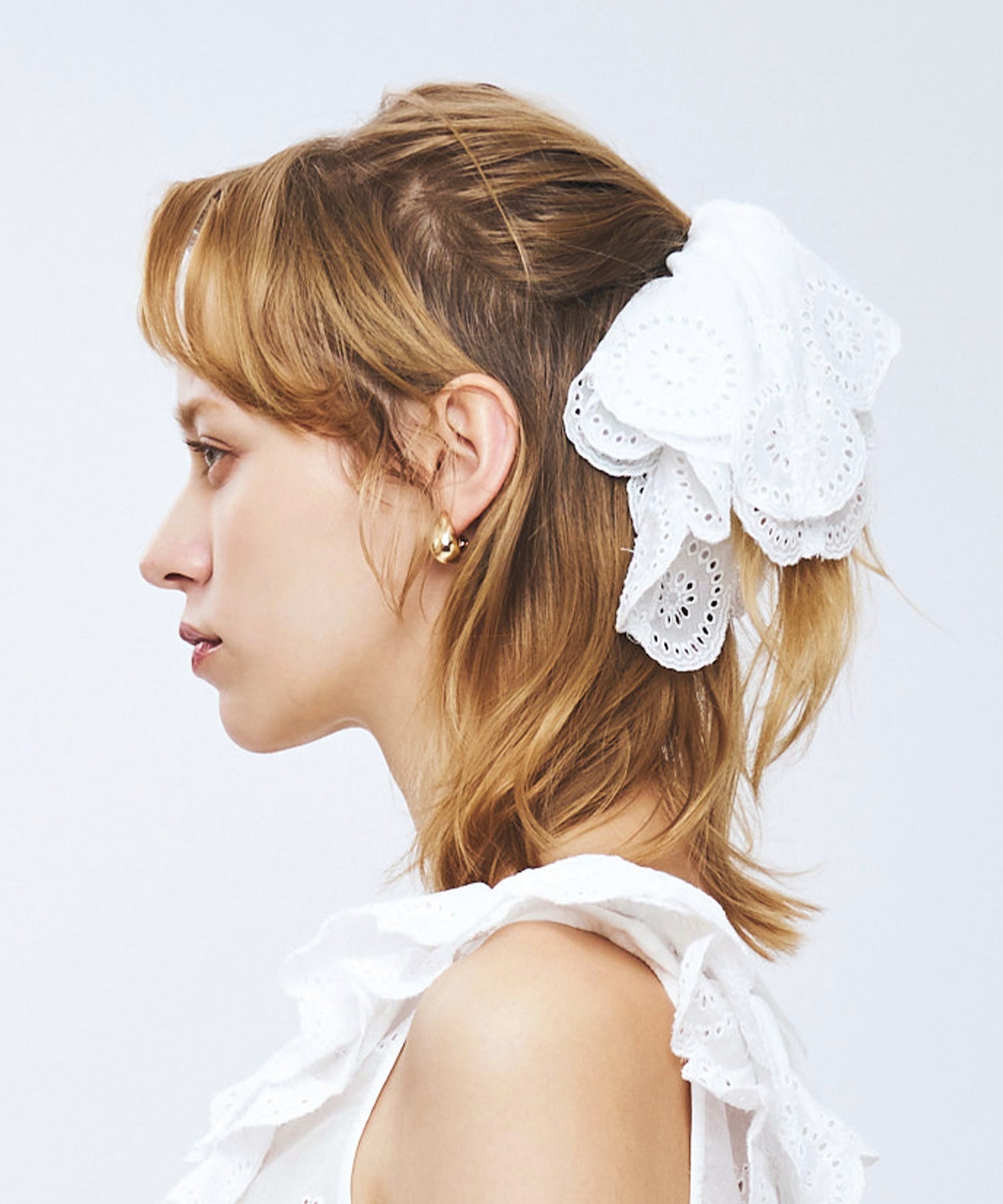 コットンボイルフラワーシュシュ