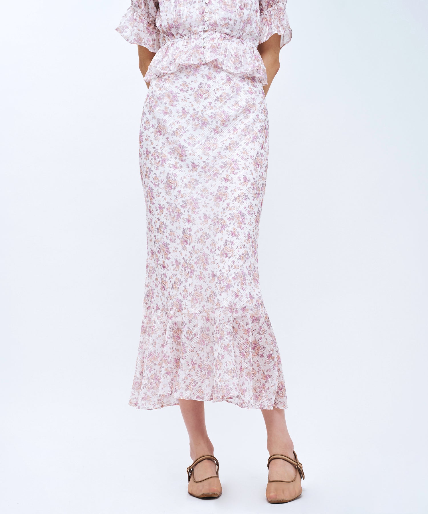 フルールラメシフォンスカート