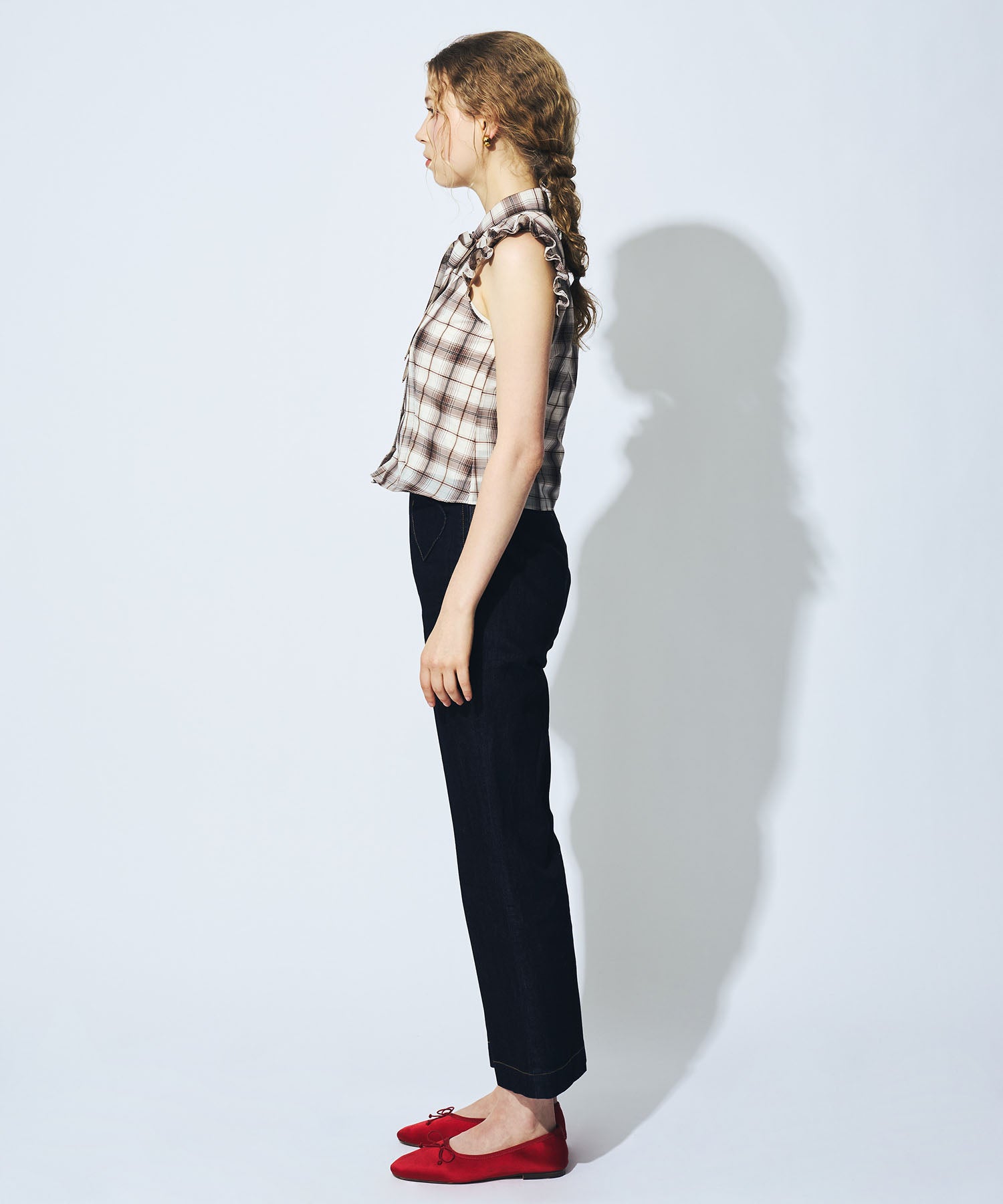 【予約】シアーチェックボウタイブラウス