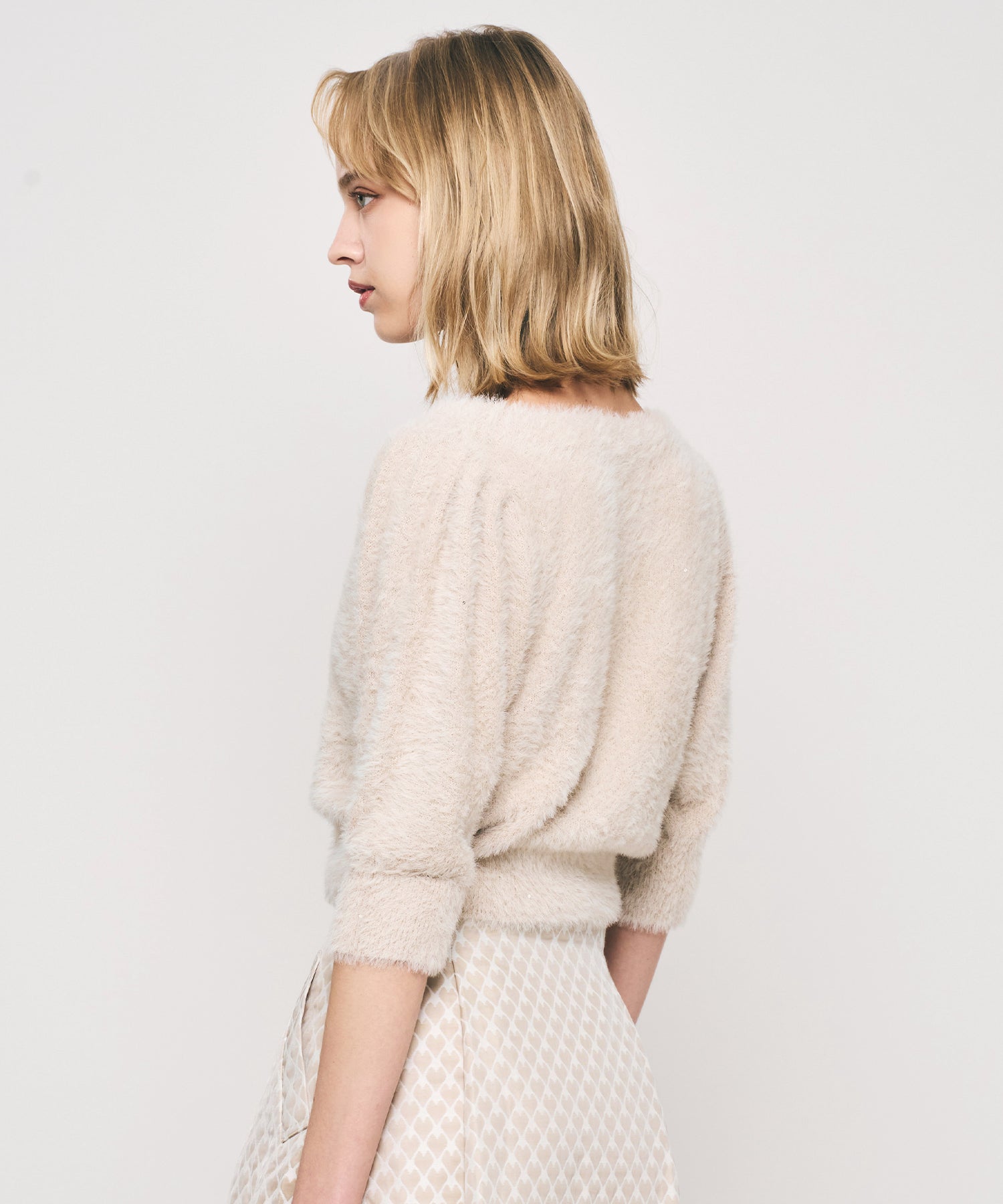 ラメスパンコールフェザーカーディガン