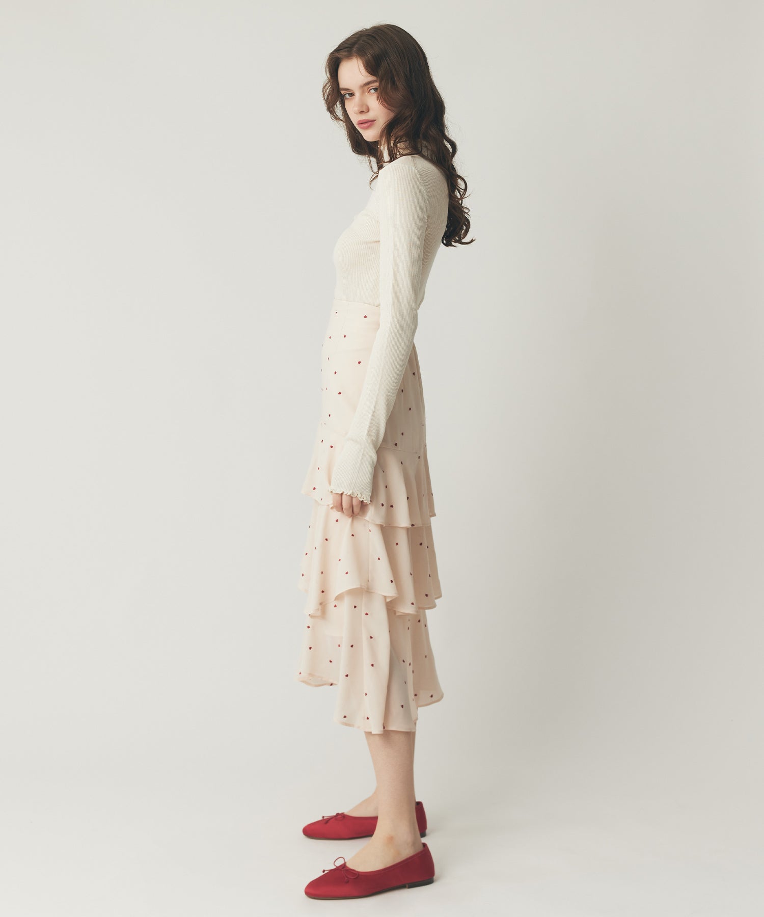 シフォンハート刺繍スカート