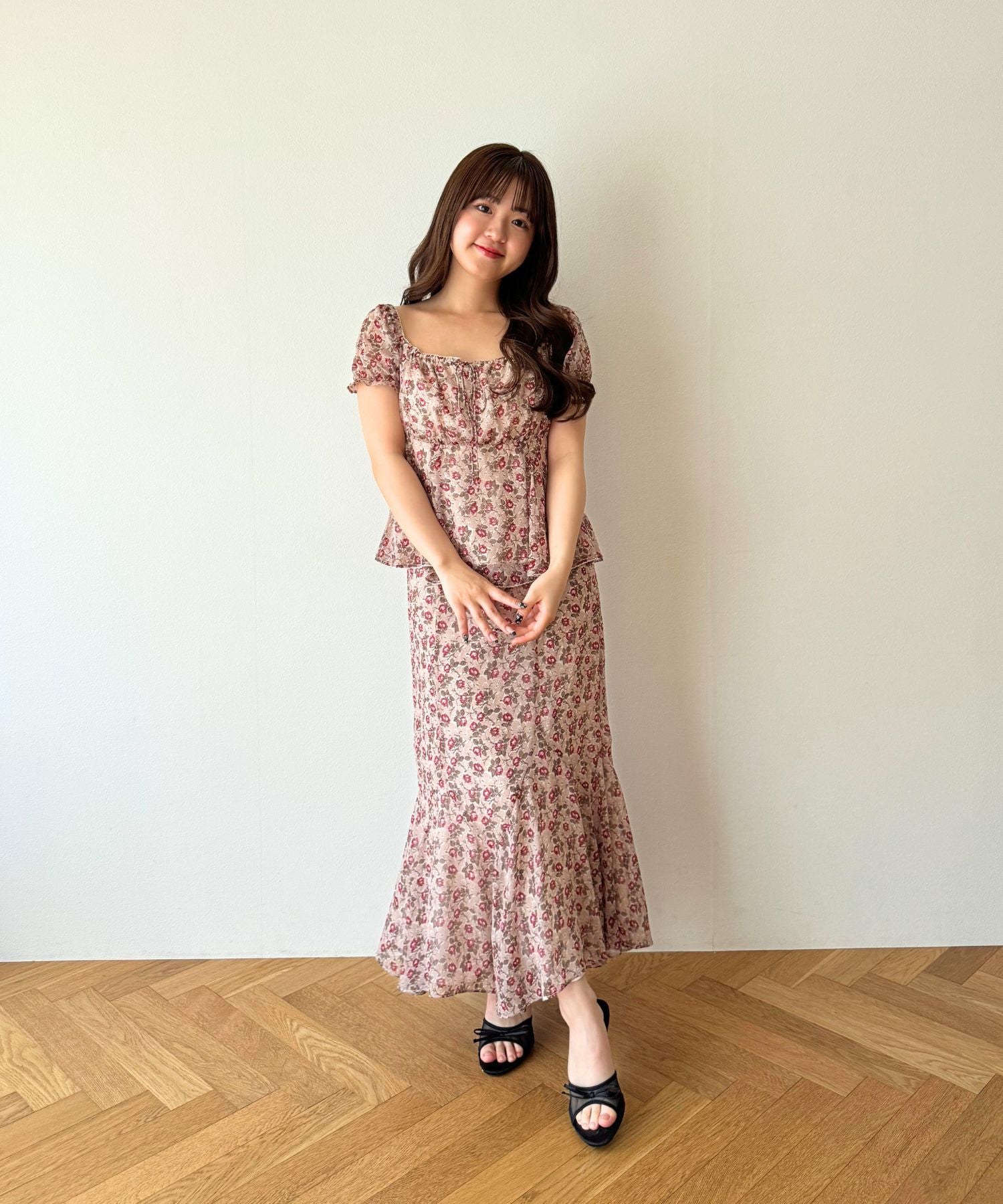 ヴィンテージローズシフォンブラウス