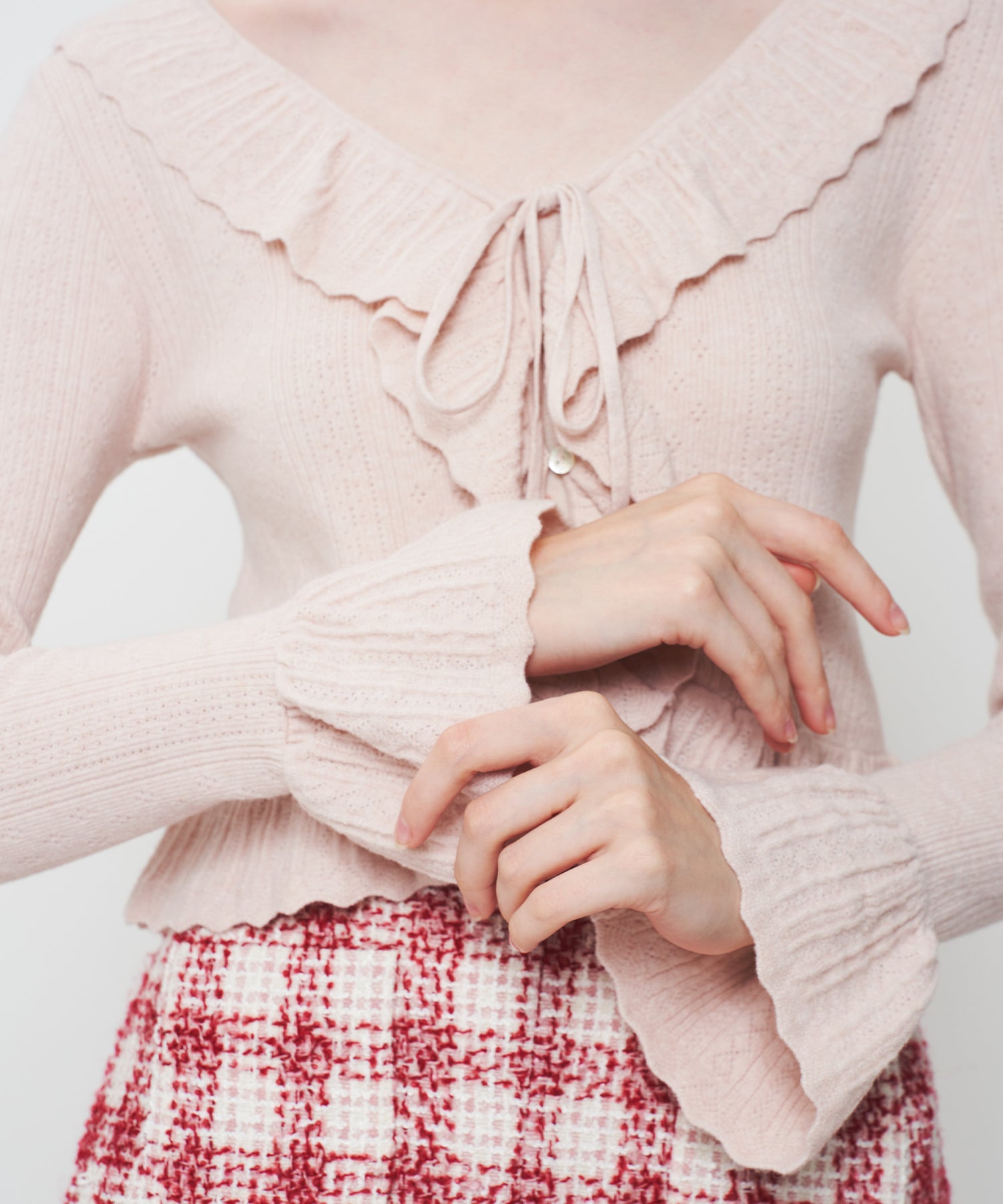 アイレットフリルニットカーディガン